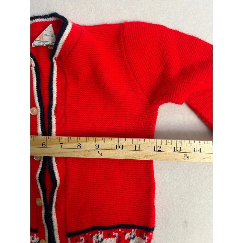 Vintage‎ Toddletime Kid Sm Red Scottie Dog Orlon Acrylic Knit Cardigan Sweater